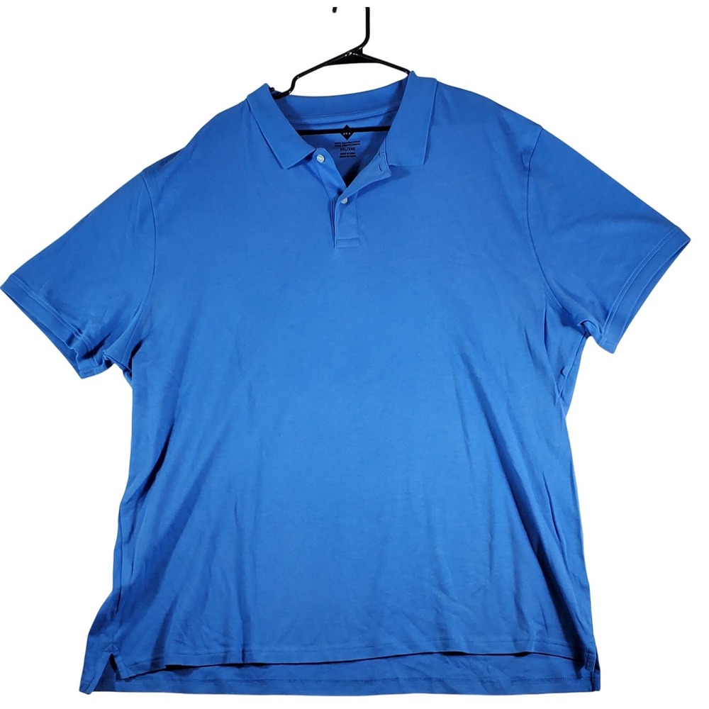 Members mark‎ Mens 3XL Blue Egyptian Cotton Short Sleeve Polo Style Shirt